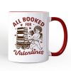 All Booked For Valentines Cupid Personalized Mug, Vintage Funny Bookworm Gift with Custom Name