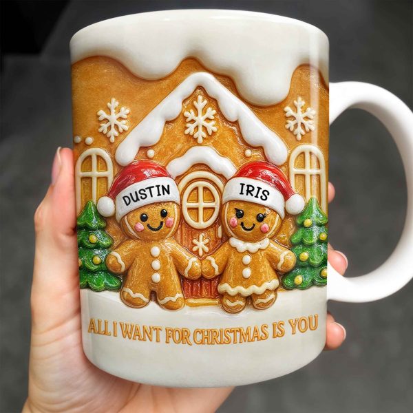All I Want For Christmas Is You With Gingerbread Couple - Personalized Custom Coffee Mug - CPL1000_MG