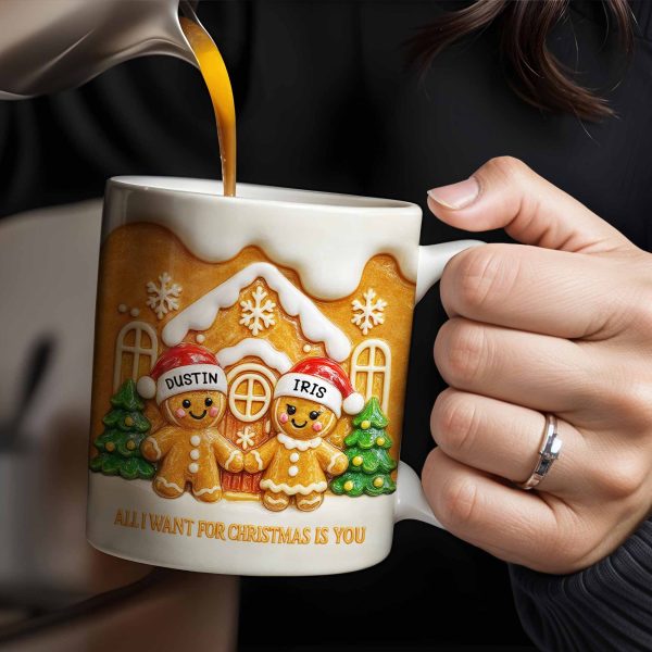 All I Want For Christmas Is You With Gingerbread Couple - Personalized Custom Coffee Mug - CPL1000_MG
