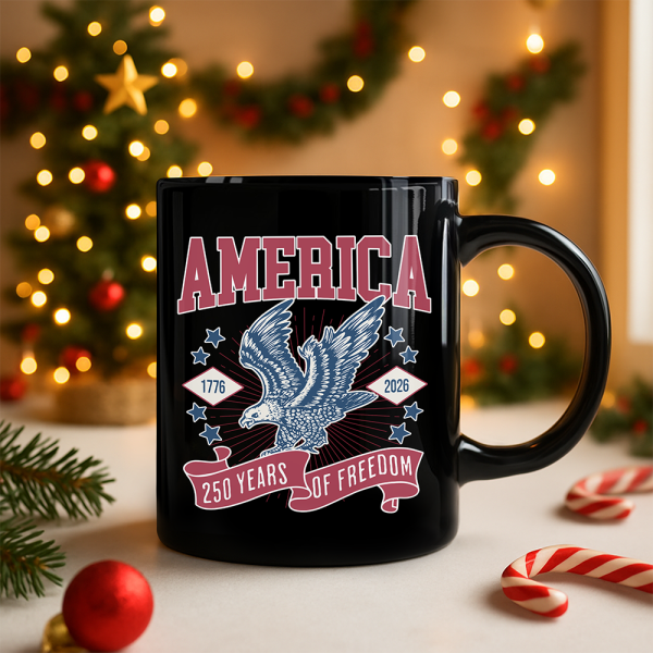 America 1776 - 2026 250 Years Of Freedom Black Mug HA75 897018 America 1776 - 2026 250 Years Of Freedom Black Mug HA75 897018