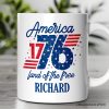 America 1776 Land of the Free Personalized Mug, Vintage 4th of July Gift with Custom Name America 1776 Land of the Free Personalized Mug, Vintage 4th of July Gift with Custom Name