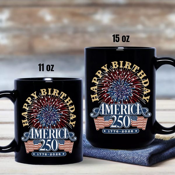America 250 Semiquincentennial Fireworks Celebration Black Mug HO82 894606 America 250 Semiquincentennial Fireworks Celebration Black Mug HO82 894606