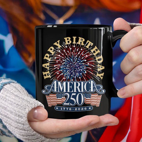 America 250 Semiquincentennial Fireworks Celebration Black Mug HO82 894606 America 250 Semiquincentennial Fireworks Celebration Black Mug HO82 894606