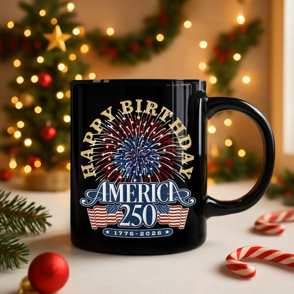 America 250 Semiquincentennial Fireworks Celebration Black Mug HO82 894606 America 250 Semiquincentennial Fireworks Celebration Black Mug HO82 894606