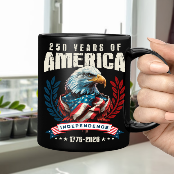 America 250 Years Eagle Independence Day Patriotic Black Mug LM32 895257 America 250 Years Eagle Independence Day Patriotic Black Mug LM32 895257