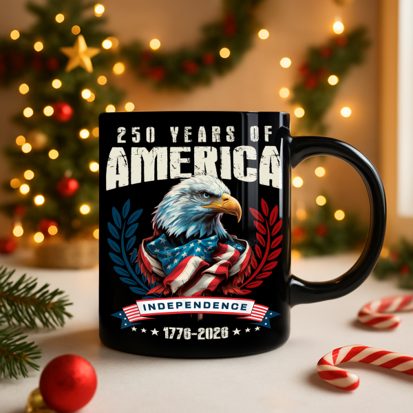 America 250 Years Eagle Independence Day Patriotic Black Mug LM32 895257 America 250 Years Eagle Independence Day Patriotic Black Mug LM32 895257