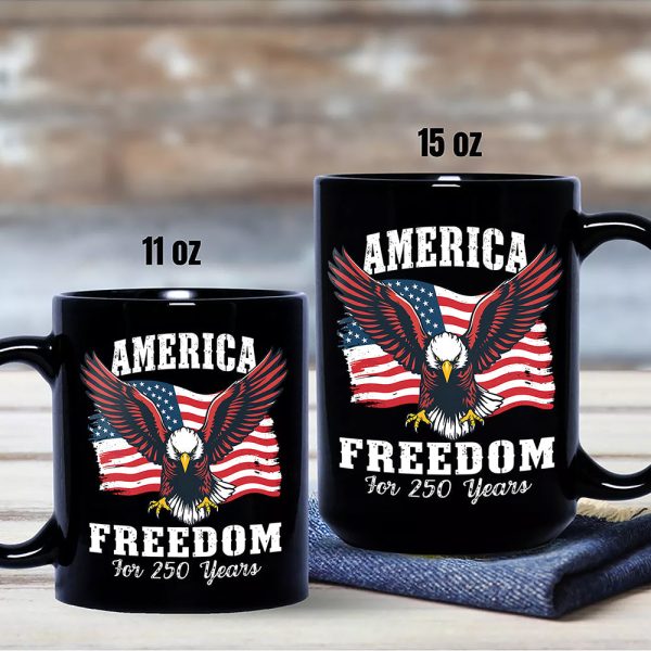 America 250 Years of Freedom Patriotic Eagle Flag Black Mug HA75 897336 America 250 Years of Freedom Patriotic Eagle Flag Black Mug HA75 897336