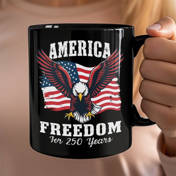 America 250 Years of Freedom Patriotic Eagle Flag Black Mug HA75 897336 America 250 Years of Freedom Patriotic Eagle Flag Black Mug HA75 897336