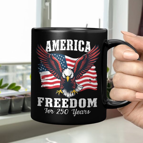 America 250 Years of Freedom Patriotic Eagle Flag Black Mug HA75 897336 America 250 Years of Freedom Patriotic Eagle Flag Black Mug HA75 897336