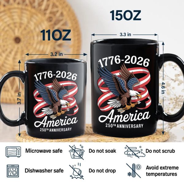 America 250Th Anniversary 1776-2026 Eagle Us Flag Black Mug HA75 898834 America 250Th Anniversary 1776-2026 Eagle Us Flag Black Mug HA75 898834
