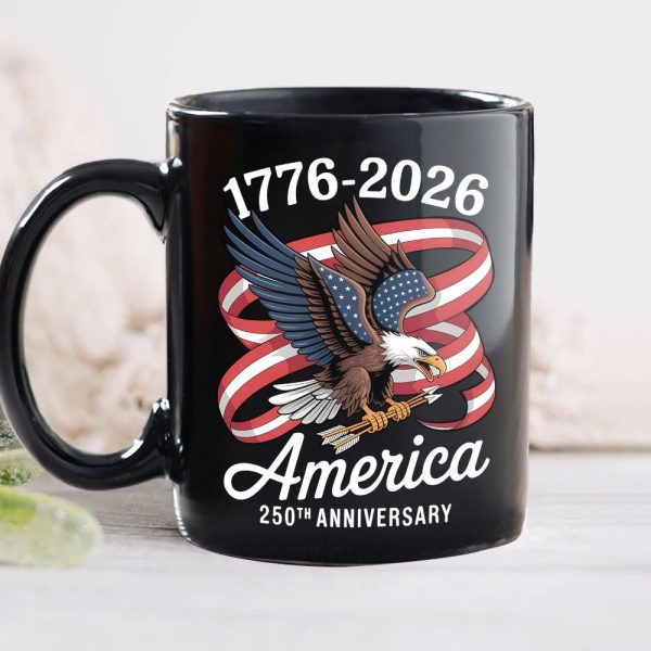 America 250Th Anniversary 1776-2026 Eagle Us Flag Black Mug HA75 898834 America 250Th Anniversary 1776-2026 Eagle Us Flag Black Mug HA75 898834