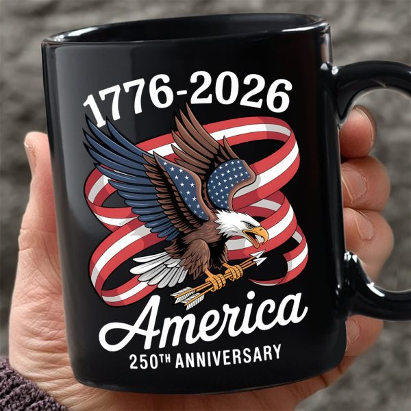 America 250Th Anniversary 1776-2026 Eagle Us Flag Black Mug HA75 898834 America 250Th Anniversary 1776-2026 Eagle Us Flag Black Mug HA75 898834