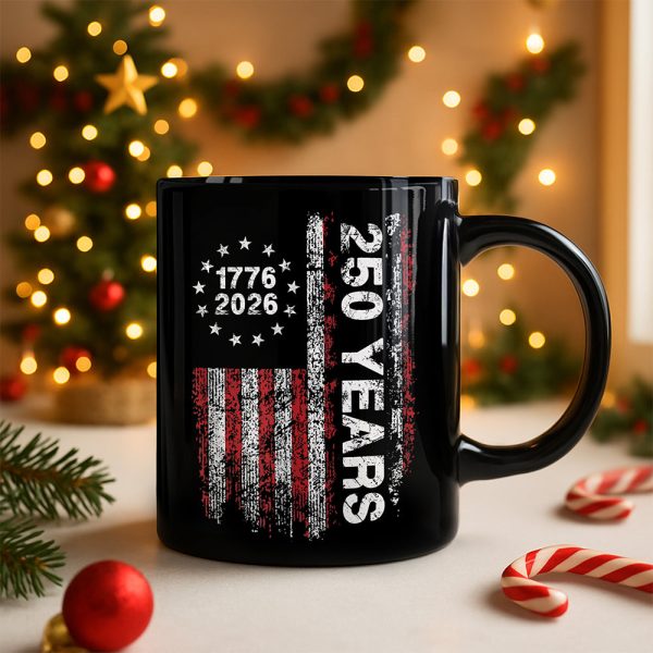America 250th Birthday US Flag 250 Years We The People Black Mug HA75 897384 America 250th Birthday US Flag 250 Years We The People Black Mug HA75 897384
