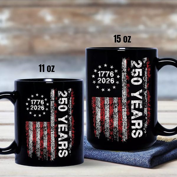 America 250th Birthday US Flag 250 Years We The People Black Mug HA75 897384 America 250th Birthday US Flag 250 Years We The People Black Mug HA75 897384