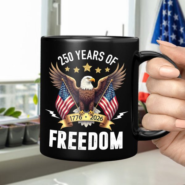 America Eagles 250 Years Of Freedom Black Mug LM32 895211 America Eagles 250 Years Of Freedom Black Mug LM32 895211