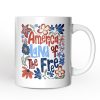 America Land of the Free Personalized Mug, Retro Floral Independence Day Gift with Custom Name America Land of the Free Personalized Mug, Retro Floral Independence Day Gift with Custom Name