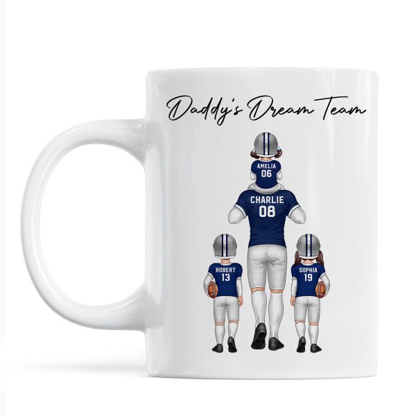 American Football Dad Dream Team Personalized Mug, Coolest Father's Day Gift For Dad