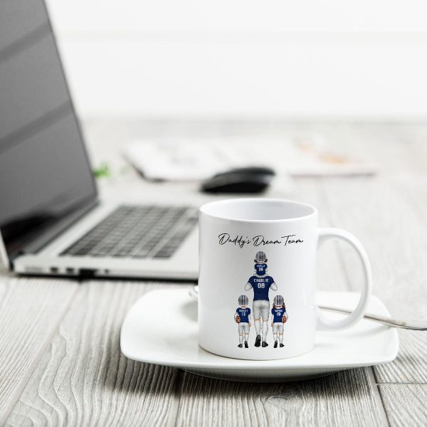 American Football Dad Dream Team Personalized Mug, Coolest Father's Day Gift For Dad