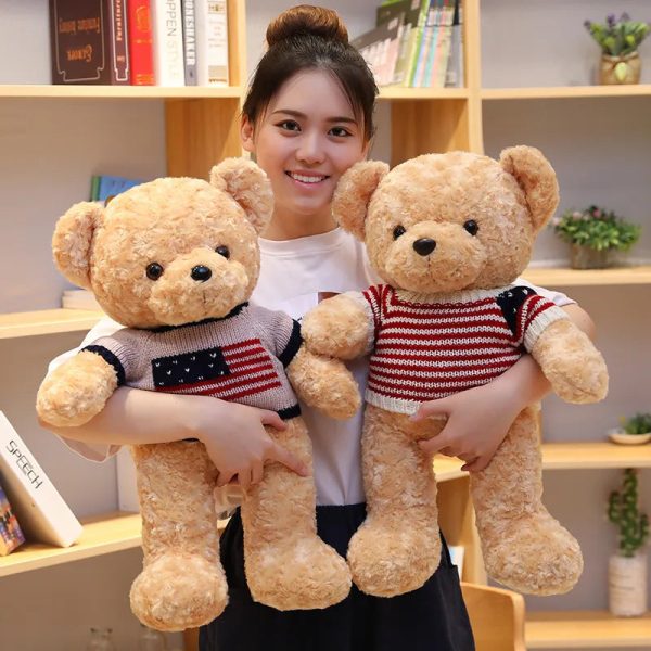 American Sweater Teddy Bear Plush Toy Soft Gift for Kids American Sweater Teddy Bear Plush Toy Soft Gift for Kids