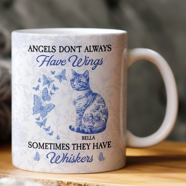Angels Don't Always Have Wings Cat Toile De Jouy Style - Personalized Mug Angels Don't Always Have Wings Cat Toile De Jouy Style - Personalized Mug