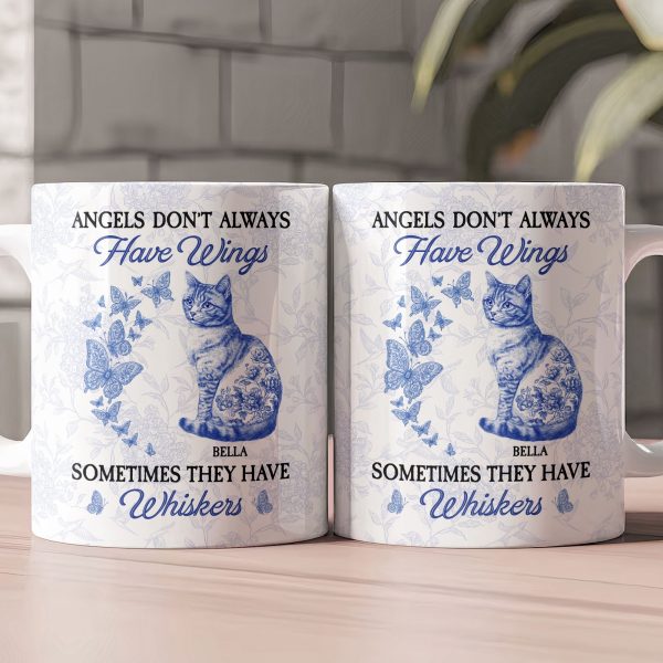 Angels Don't Always Have Wings Cat Toile De Jouy Style - Personalized Mug Angels Don't Always Have Wings Cat Toile De Jouy Style - Personalized Mug
