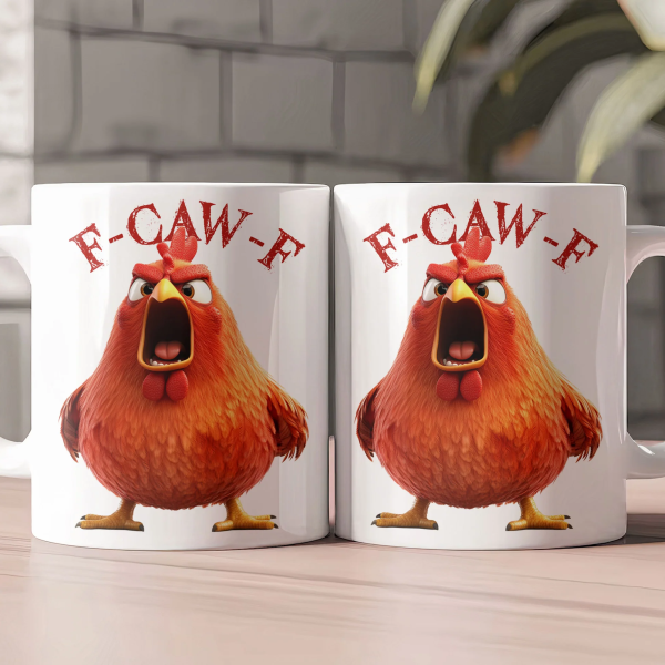 Angry Chicken Funny Mug F-Caw-F White Ceramic Coffee Cup, Perfect Gift for Friends & Coworkers Angry Chicken Funny Mug F-Caw-F White Ceramic Coffee Cup, Perfect Gift for Friends & Coworkers