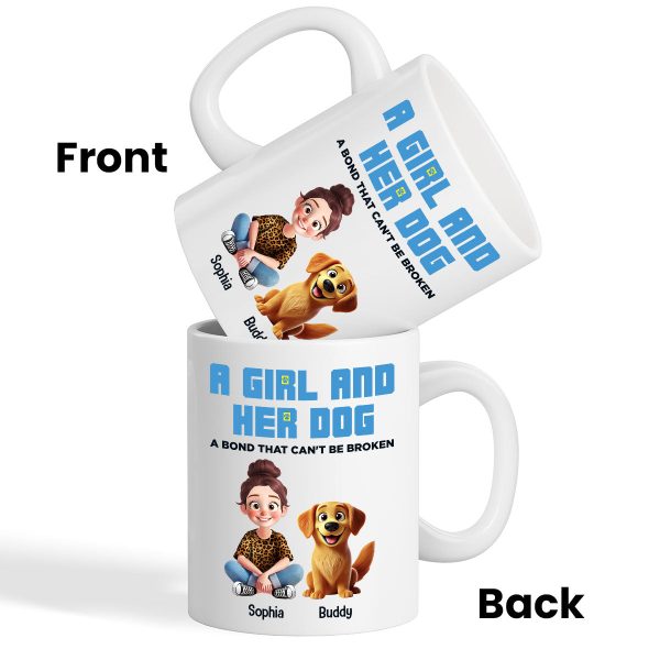 Animation Cartoon A Girl Boy And Dogs A Bond That Can't Be Broken Personalized Mug, Gift For Dog Lovers Animation Cartoon A Girl Boy And Dogs A Bond That Can't Be Broken Personalized Mug, Gift For Dog Lovers