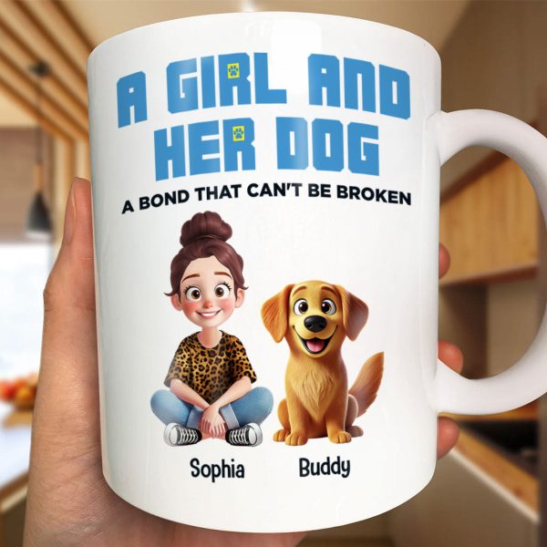 Animation Cartoon A Girl Boy And Dogs A Bond That Can't Be Broken Personalized Mug, Gift For Dog Lovers Animation Cartoon A Girl Boy And Dogs A Bond That Can't Be Broken Personalized Mug, Gift For Dog Lovers