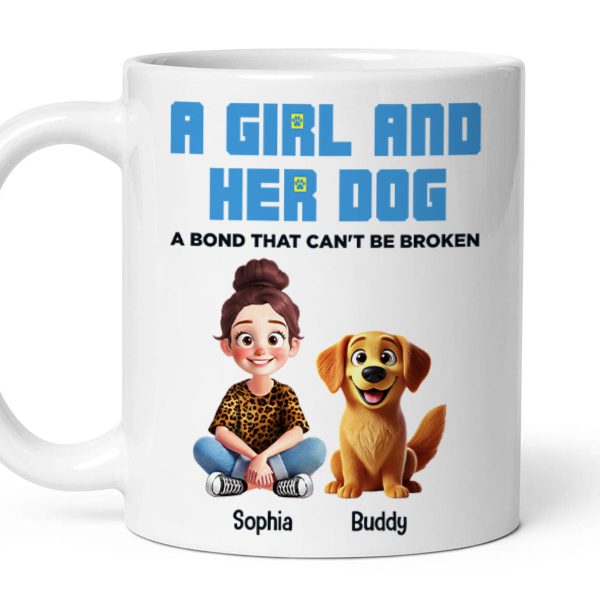 Animation Cartoon A Girl Boy And Dogs A Bond That Can't Be Broken Personalized Mug, Gift For Dog Lovers Animation Cartoon A Girl Boy And Dogs A Bond That Can't Be Broken Personalized Mug, Gift For Dog Lovers