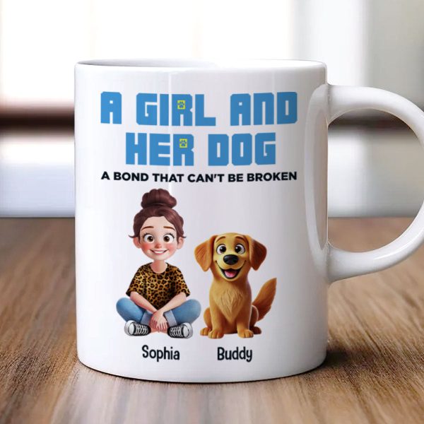 Animation Cartoon A Girl Boy And Dogs A Bond That Can't Be Broken Personalized Mug, Gift For Dog Lovers Animation Cartoon A Girl Boy And Dogs A Bond That Can't Be Broken Personalized Mug, Gift For Dog Lovers