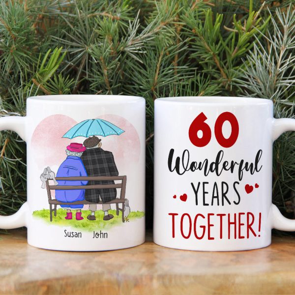 Anniversary Wonderful Years Together, Valentine Day Happy Forever Couple Married White Mug Gift For My Wife My Husband