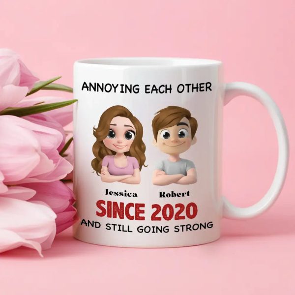 Annoying Each Other - Personalized Couple Cup A Hilarious Love Story with Custom Names Annoying Each Other - Personalized Couple Cup A Hilarious Love Story with Custom Names