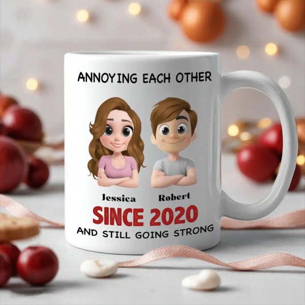 Annoying Each Other - Personalized Couple Cup A Hilarious Love Story with Custom Names Annoying Each Other - Personalized Couple Cup A Hilarious Love Story with Custom Names