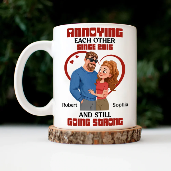 Annoying Each Other Hugging Couple - Personalized Mug Annoying Each Other Hugging Couple - Personalized Mug