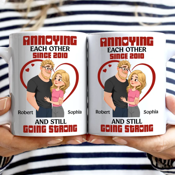 Annoying Each Other Hugging Couple - Personalized Mug Annoying Each Other Hugging Couple - Personalized Mug