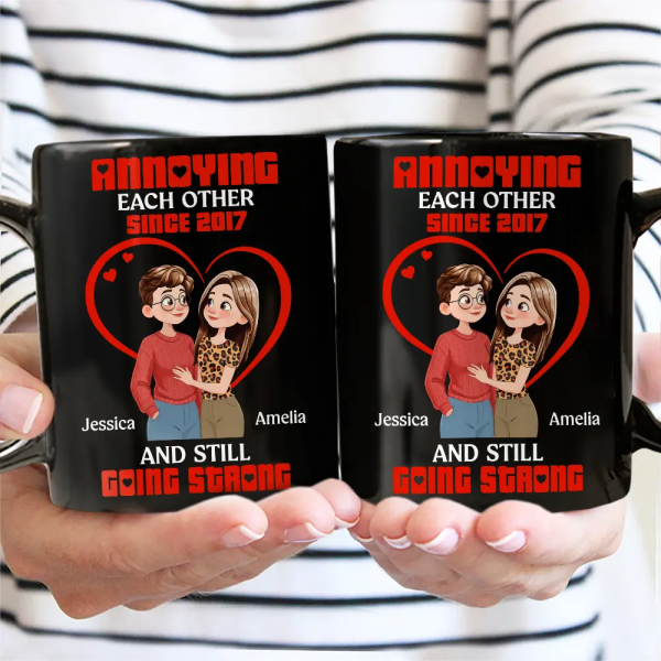 Annoying Each Other Hugging Couple - Personalized Mug Annoying Each Other Hugging Couple - Personalized Mug