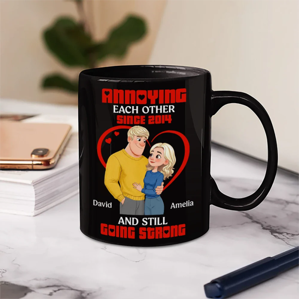 Annoying Each Other Hugging Couple - Personalized Mug Annoying Each Other Hugging Couple - Personalized Mug