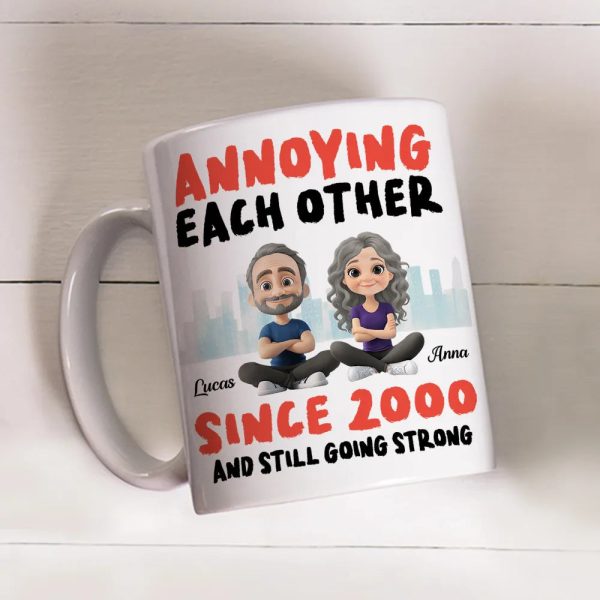Annoying Each Other Personalized White Ceramic Mug Cute Couple Sitting Illustration Funny Daily Coffee Gift for Couples Annoying Each Other Personalized White Ceramic Mug Cute Couple Sitting Illustration Funny Daily Coffee Gift for Couples