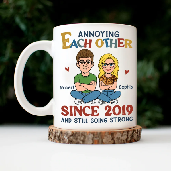 Annoying Each Other Retro Couple - Personalized Mug Annoying Each Other Retro Couple - Personalized Mug