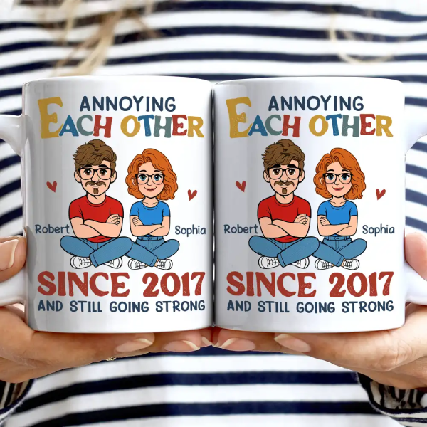 Annoying Each Other Retro Couple - Personalized Mug Annoying Each Other Retro Couple - Personalized Mug