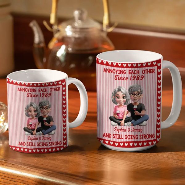 Annoying Each Other Since Couple Stripe Style - Personalized White Edge-to-Edge Mug Annoying Each Other Since Couple Stripe Style - Personalized White Edge-to-Edge Mug