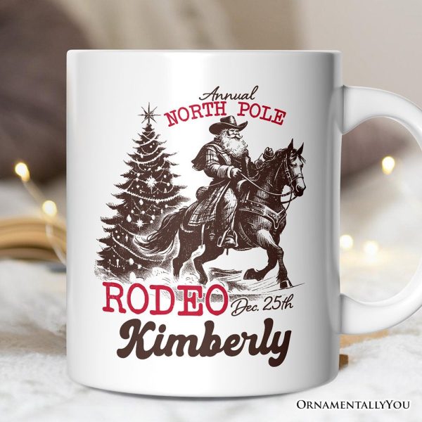 Annual North Pole Rodeo Personalized Mug, Funny Cowboy Santa Christmas Gift with Custom Name Annual North Pole Rodeo Personalized Mug, Funny Cowboy Santa Christmas Gift with Custom Name