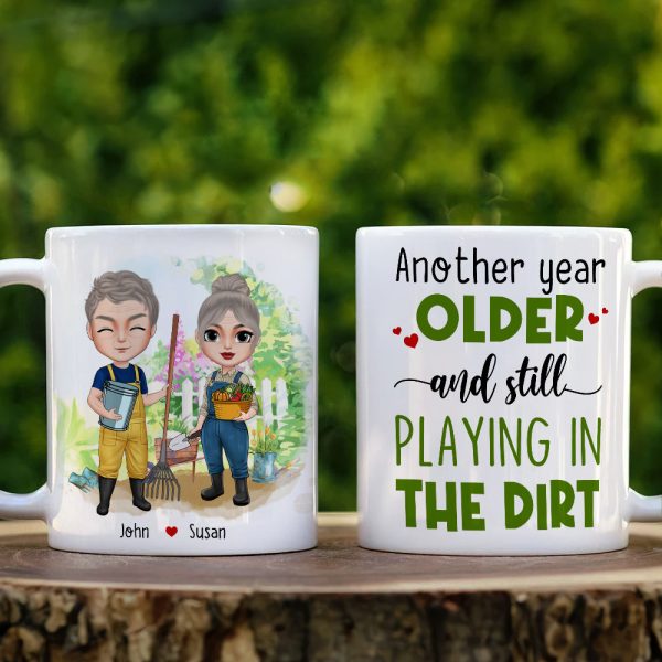 Another Year Older And Still Playing In The Dirt, Couple Farming White Mug Another Year Older And Still Playing In The Dirt, Couple Farming White Mug