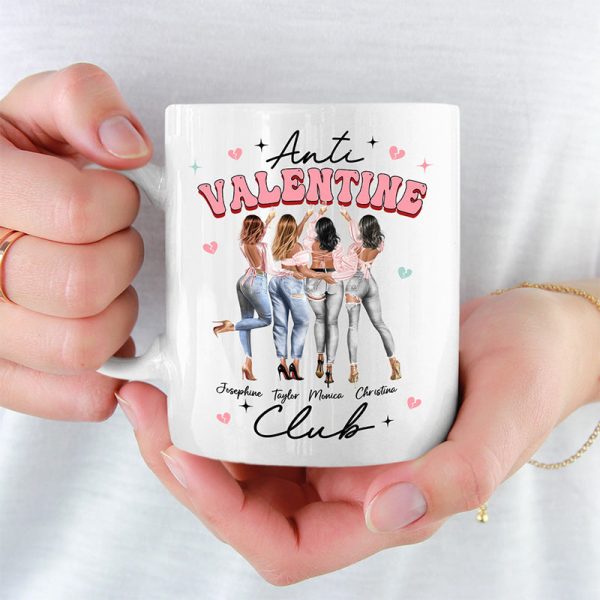 Anti Valentine Club - Bestie Personalized Custom Mug - Valentine Gift For Best Friends, BFF, Sisters Anti Valentine Club - Bestie Personalized Custom Mug - Valentine Gift For Best Friends, BFF, Sisters