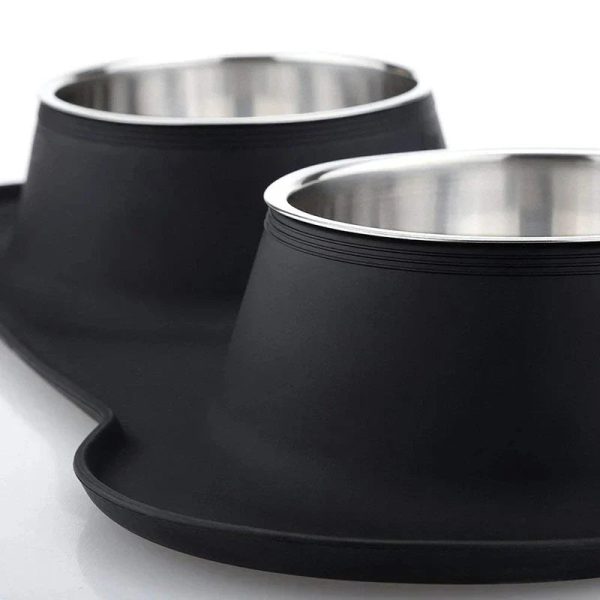 Antislip Double Dog Bowl with Silicone Mat Stainless Steel Antislip Double Dog Bowl with Silicone Mat Stainless Steel