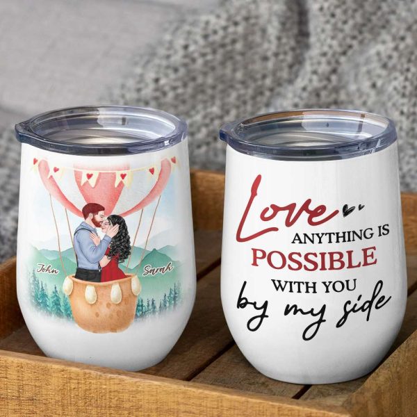 Anything Is Possible, Gift For Couple, Personalized Tumbler, Couple Kissing Tumbler, Anniversary Gift