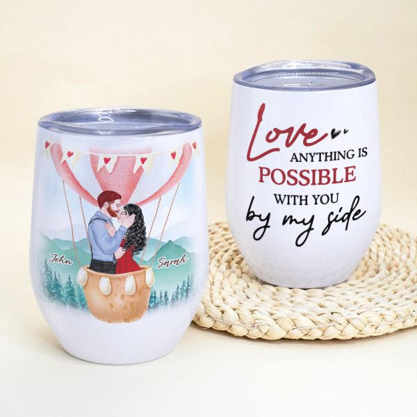 Anything Is Possible, Gift For Couple, Personalized Tumbler, Couple Kissing Tumbler, Anniversary Gift