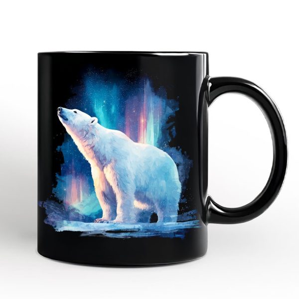 Arctic Aurora Polar Bear Personalized Mug, Northern Lights Wildlife Gift with Custom Name Arctic Aurora Polar Bear Personalized Mug, Northern Lights Wildlife Gift with Custom Name