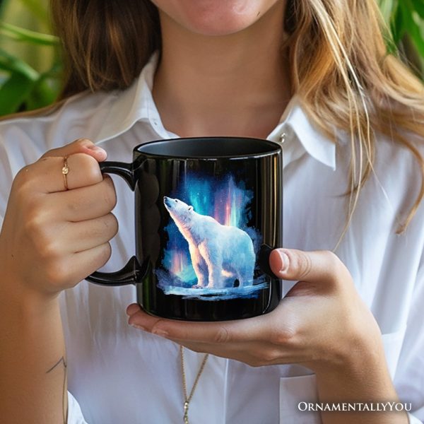 Arctic Aurora Polar Bear Personalized Mug, Northern Lights Wildlife Gift with Custom Name Arctic Aurora Polar Bear Personalized Mug, Northern Lights Wildlife Gift with Custom Name