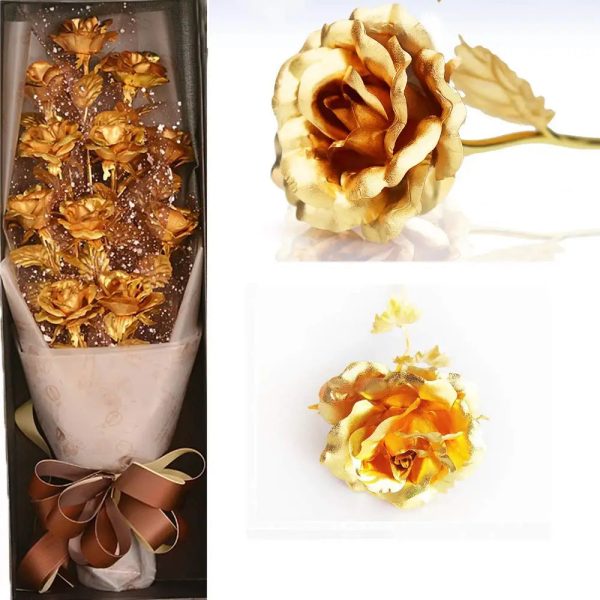 Artificial 24K Gold Rose with Gift Box Luxury Present Artificial 24K Gold Rose with Gift Box Luxury Present